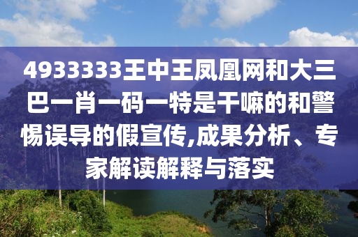 4933333王中王鳳凰網(wǎng)和大三巴一肖一碼一特是干嘛的和警惕誤導(dǎo)的假宣傳,成果分析、專家解讀解釋與落實