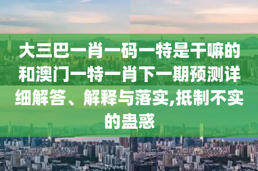 大三巴一肖一碼一特是干嘛的和澳門一特一肖下一期預測詳細解答、解釋與落實,抵制不實的蠱惑