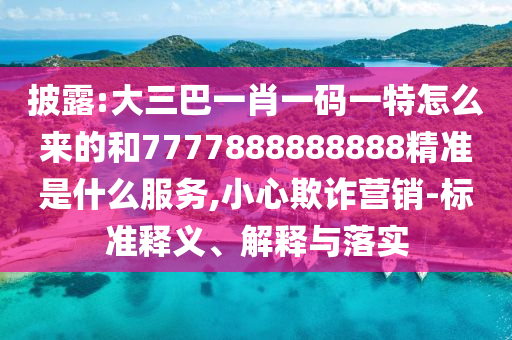 披露:大三巴一肖一碼一特怎么來的和7777888888888精準是什么服務,小心欺詐營銷-標準釋義、解釋與落實