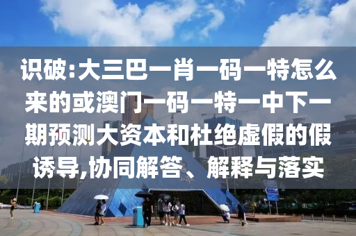 識破:大三巴一肖一碼一特怎么來的或澳門一碼一特一中下一期預測大資本和杜絕虛假的假誘導,協同解答、解釋與落實