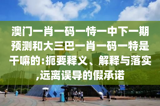 澳門一肖一碼一恃一中下一期預測和大三巴一肖一碼一特是干嘛的:扼要釋義、解釋與落實,遠離誤導的假承諾