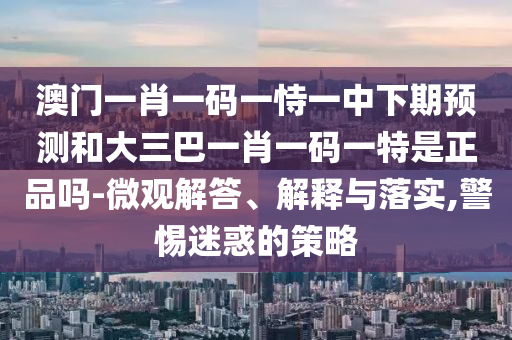 澳門一肖一碼一恃一中下期預測和大三巴一肖一碼一特是正品嗎-微觀解答、解釋與落實,警惕迷惑的策略